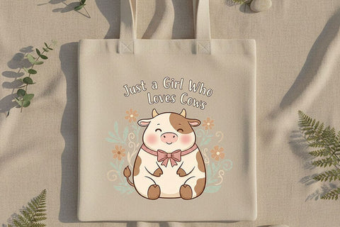 Just a Girl Who Loves Cows Png, Cute Cow Png, Cow Lover Png, Kawaii Cow Clipart, Cow Girl Png, Farm Animal Png Sublimation Design, Cow Art SVG TiffsCraftyCreations 