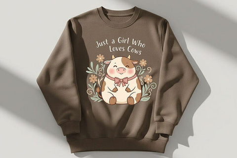 Just a Girl Who Loves Cows Png, Cute Cow Png, Cow Lover Png, Kawaii Cow Clipart, Cow Girl Png, Farm Animal Png Sublimation Design, Cow Art SVG TiffsCraftyCreations 