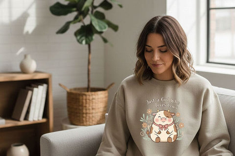 Just a Girl Who Loves Cows Png, Cute Cow Png, Cow Lover Png, Kawaii Cow Clipart, Cow Girl Png, Farm Animal Png Sublimation Design, Cow Art SVG TiffsCraftyCreations 