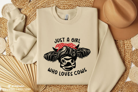 Just a girl who loves Cows Svg, Cow with a Bandana Svg, Highland Cow Svg, Cow Svg SVG Artinrhythm shop 