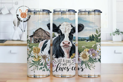 Just A Girl Who Loves Cows Tumbler, Sublimation Designs Cow Wrap Png, 20 oz Skinny Tumbler Sublimation Design Digital Download PNG Instant Sublimation Rabbitmakies 