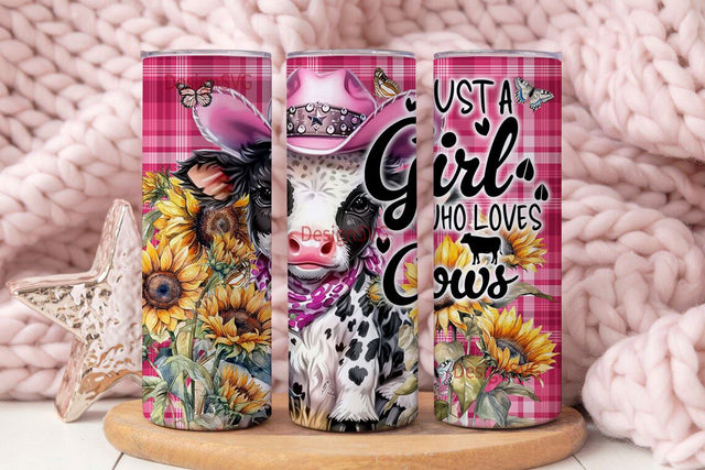 Just A Girl Who Loves Cows Tumbler Wrap 20 oz Skinny Tumbler Sublimation Design, Straight Tumbler Wrap PNG, Cow lover Tumbler Wrap Png Sublimation DesignSVG 