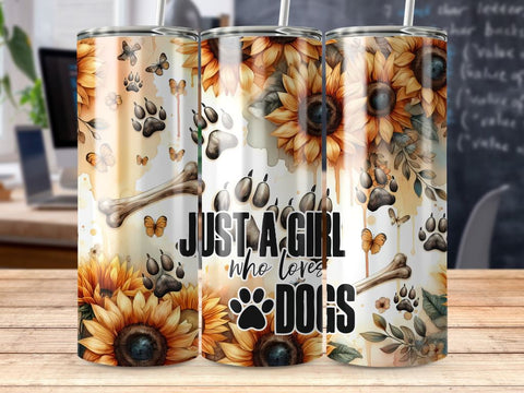 Just A Girl Who Loves Dogs Seamless Tumbler Sublimation Wrap Sublimation BijouBay 
