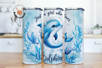 Just A Girl Who Loves Dolphins 20 oz Skinny Tumbler Sublimation Design, Dolphin Tumbler Wrap, Ocean Dolphin PNG Sublimation Rabbitmakies 