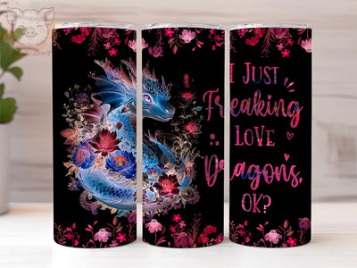 Just A Girl Who Loves Dragon 20oz Tumbler Png, Straight & Tapered Tumbler Png, Dragon Tumbler Png, Digital Download PNG Sublimation Lara' s Designs 