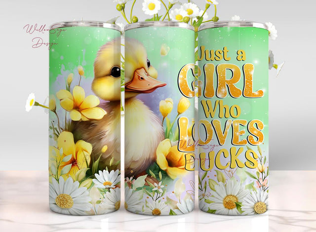 Just A Girl Who Loves Ducks 20 oz Skinny Tumbler Sublimation Design Digital Download PNG Sublimation WillowSageDesign 