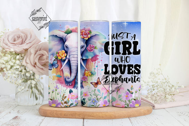 Just a Girl Who Loves Elephants 20 oz Skinny Tumbler Sublimation Design Digital Download PNG Sublimation sassyprint 