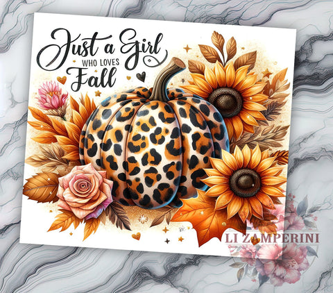 Just A Girl Who Loves Fall 20 oz Skinny Tumbler Sublimation Design, Straight & Tapered Tumbler Png, Fall Autumn Tumbler Png, Digital Download PNG Sublimation Li Zamperini 