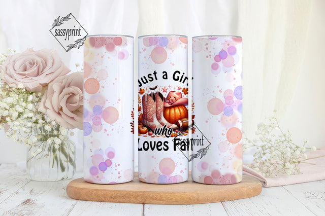 Just a Girl Who Loves Fall 20 oz Skinny Tumbler Wrap Sublimation Design Digital Download PNG Sublimation sassyprint 