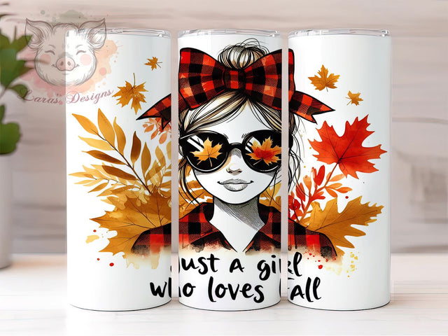 Just a Girl who loves Fall 20oz Tumbler Png, Straight & Tapered Tumbler Png, Autumn Pumpkin Tumbler Png, Digital Download PNG Sublimation Lara' s Designs 