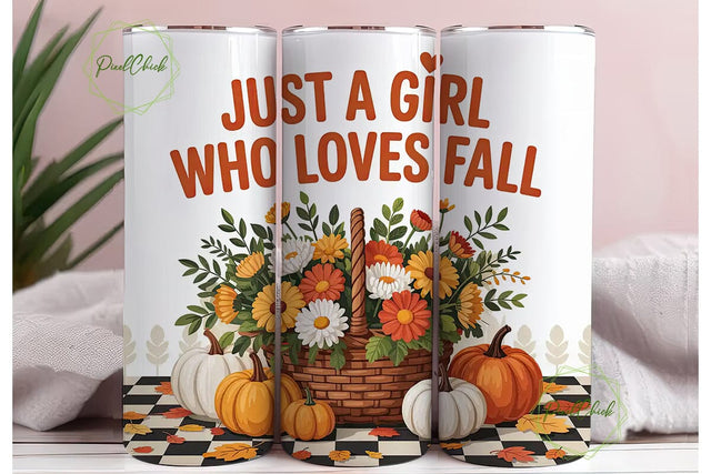 Just a Girl Who Loves Fall 20oz Tumbler Sublimation PixelChick 