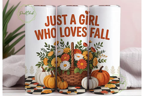 Just a Girl Who Loves Fall 20oz Tumbler Sublimation PixelChick 
