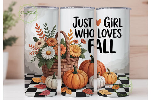 Just a Girl Who Loves Fall 20oz Tumbler Sublimation PixelChick 