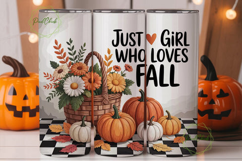 Just a Girl Who Loves Fall 20oz Tumbler Sublimation PixelChick 