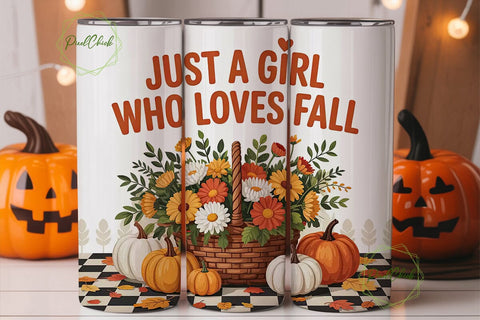 Just a Girl Who Loves Fall 20oz Tumbler Sublimation PixelChick 