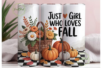 Just a Girl Who Loves Fall 20oz Tumbler Sublimation PixelChick 