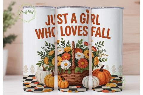 Just a Girl Who Loves Fall 20oz Tumbler Sublimation PixelChick 