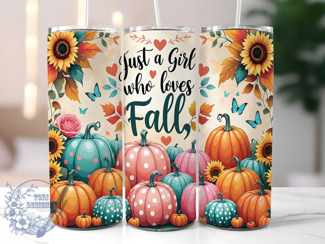 Just A Girl Who Loves Fall 20oz Tumbler Wrap, Autumn Leaves Mug, Pumpkin Spice Cup, Cozy Fall Design, Seasonal Aesthetic Tumbler, Girl Loves Autumn Wrap, Sublimation Tumbler Wrap Sublimation ToriDesigns 