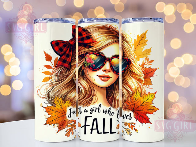 Just a Girl Who Loves Fall 20oz Tumbler Wrap Sublimation Design, Straight Tapered Tumbler Wrap, Autumn Pumpkin Tumbler Png, Instant Digital Download Sublimation SvggirlplusArt 