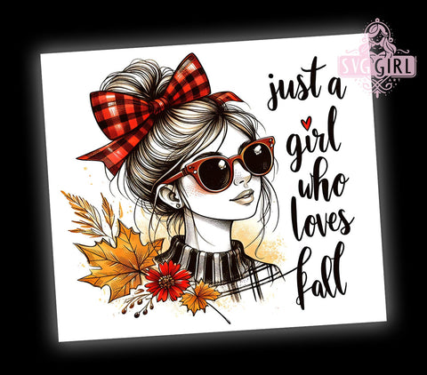 Just a Girl Who Loves Fall 20oz Tumbler Wrap Sublimation Design, Straight Tapered Tumbler Wrap, Autumn Pumpkin Tumbler Png, Instant Digital Download Sublimation SvggirlplusArt 