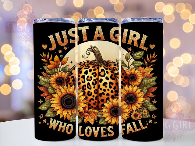 Just A Girl Who Loves Fall 20oz Tumbler Wrap Sublimation Design, Straight Tapered Tumbler Wrap, Autumn Pumpkin Tumbler Png, Instant Digital Download Sublimation SvggirlplusArt 