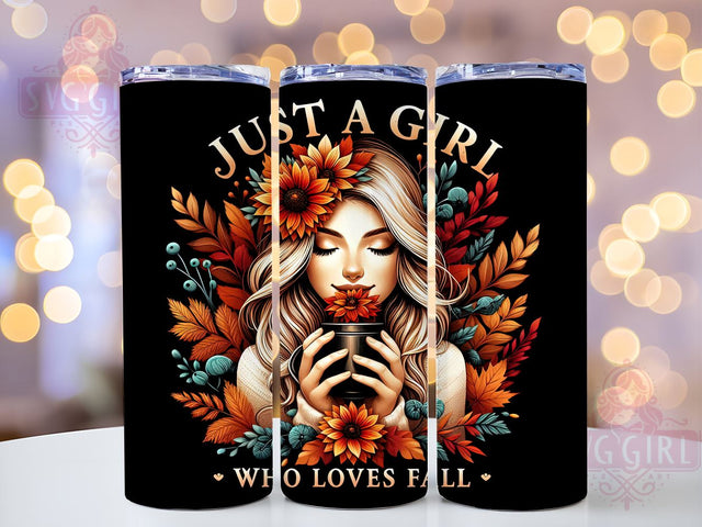 Just A Girl Who Loves Fall 20oz Tumbler Wrap Sublimation Design, Straight Tapered Tumbler Wrap, Fall Tumbler Png, Instant Digital Download Sublimation SvggirlplusArt 