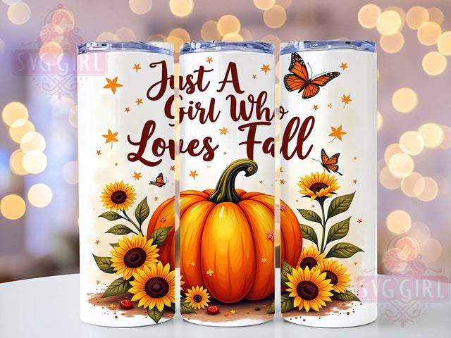 Just a Girl Who Loves Fall 20oz Tumbler Wrap Sublimation Design, Straight Tapered Tumbler Wrap, Fall Who Loves Fall Tumbler Png, Instant Digital Download Sublimation SvggirlplusArt 