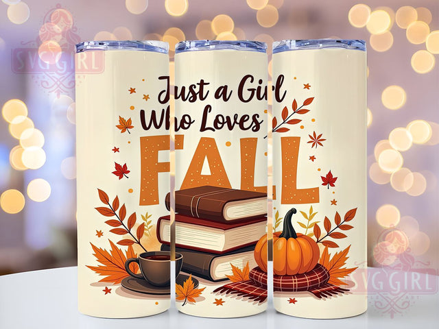 Just a Girl Who Loves Fall 20oz Tumbler Wrap Sublimation Design, Straight Tapered Tumbler Wrap, Pumpkin Spice Latte Tumbler Png, Instant Digital Download Sublimation SvggirlplusArt 