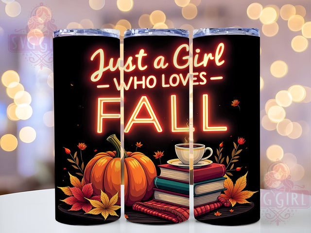 Just a Girl Who Loves Fall 20oz Tumbler Wrap Sublimation Design, Straight Tapered Tumbler Wrap, Pumpkin Spice Latte Tumbler Png, Instant Digital Download Sublimation SvggirlplusArt 