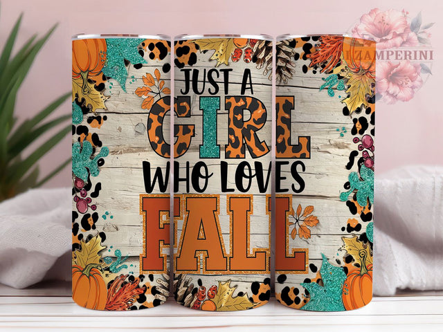 Just a Girl Who Loves Fall Cozy Tumbler Wrap, Autumn Vibes Design, 20oz Skinny Tumbler, Sublimation Design, Pumpkin Spice Tumbler Wrap, Fall Lover Gift, Cozy Season Tumbler Sublimation Li Zamperini 