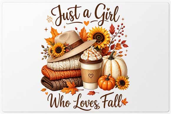 Just a Girl Who Loves Fall PNG | Cozy Autumn Sublimation Digital Download SVG BillahCrafts 