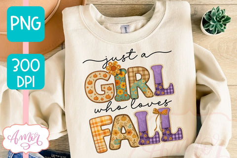 Just a girl who loves Fall PNG, fall season shirt png design Sublimation Amorclipart 