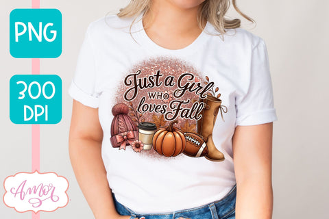 Just a girl who loves fall PNG for Sublimation | Fall T-shirt Sublimation Amorclipart 