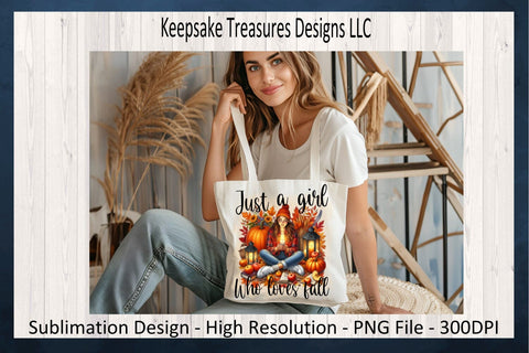Just A Girl Who Loves Fall Sublimation PNG Design Sublimation Keepsake Treasures Designs LLC. 