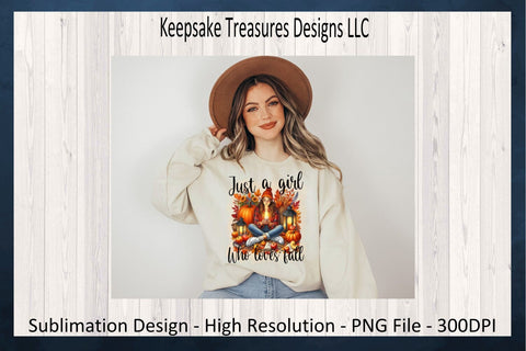 Just A Girl Who Loves Fall Sublimation PNG Design Sublimation Keepsake Treasures Designs LLC. 