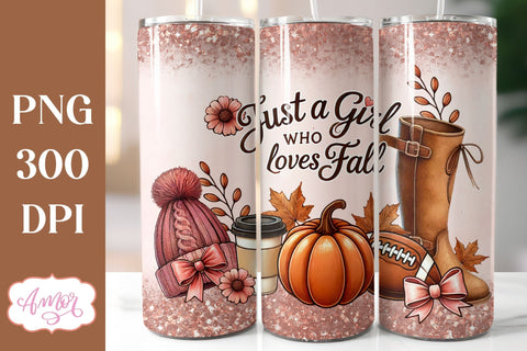 Just a girl who loves fall tumbler wrap sublimation PNG 20oz Sublimation Amorclipart 