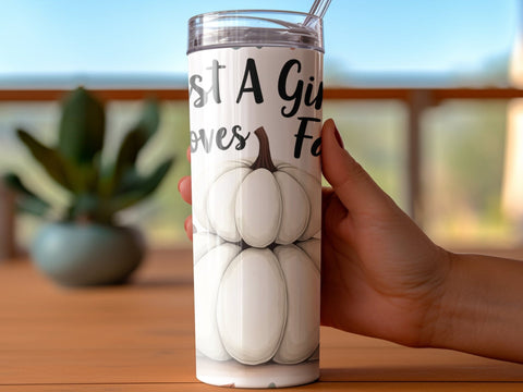 Just a Girl who loves Fall Tumbler Wrap Sublimation png Sublimation Luvleigh Digitals 