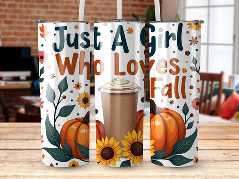 Just a Girl who loves Fall Tumbler Wrap Sublimation png Sublimation Luvleigh Digitals 