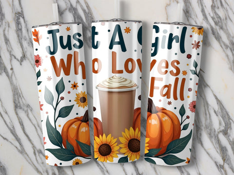 Just a Girl who loves Fall Tumbler Wrap Sublimation png Sublimation Luvleigh Digitals 