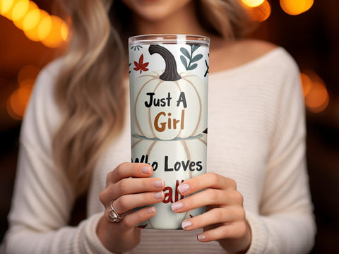 Just a Girl who loves Fall Tumbler Wrap Sublimation png Sublimation Luvleigh Digitals 