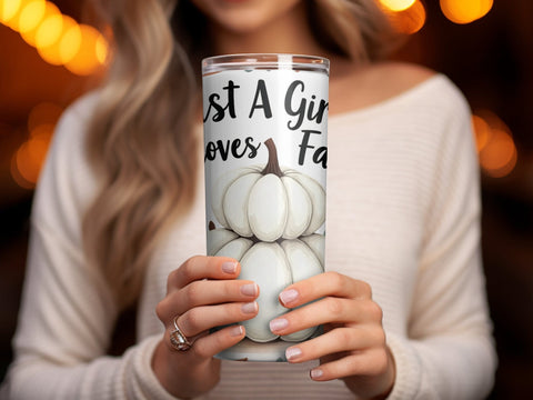 Just a Girl who loves Fall Tumbler Wrap Sublimation png Sublimation Luvleigh Digitals 