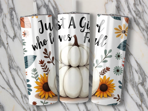 Just a Girl who loves Fall Tumbler Wrap Sublimation png Sublimation Luvleigh Digitals 