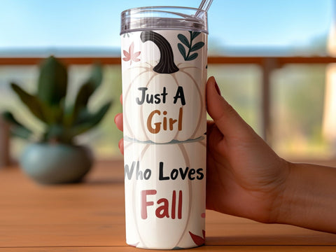 Just a Girl who loves Fall Tumbler Wrap Sublimation png Sublimation Luvleigh Digitals 