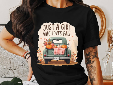 Just a Girl who loves Fall Vintage Truck Sublimation PNG Sublimation Luvleigh Digitals 