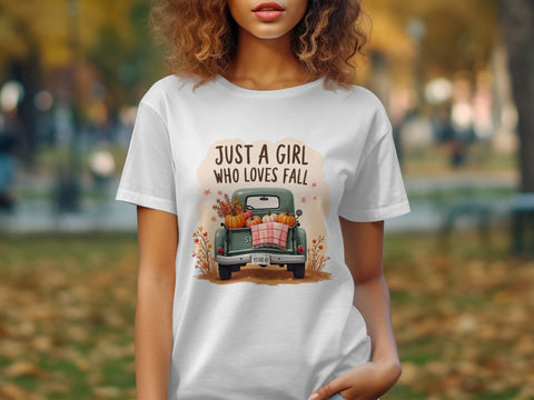 Just a Girl who loves Fall Vintage Truck Sublimation PNG Sublimation Luvleigh Digitals 