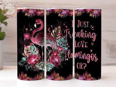 Just A Girl Who Loves Flamingo 20oz Tumbler Png, Straight & Tapered Tumbler Png, Flamingo Tumbler Png, Digital Download PNG Sublimation Lara' s Designs 