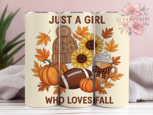 Just A Girl Who Loves Football Tumbler, Girly Football Tumbler, Game Day Tumbler Wrap, Football Tumbler For Her, 20oz Skinny Tumbler, Football Quote PNG, In My Football Era Sublimation Li Zamperini 