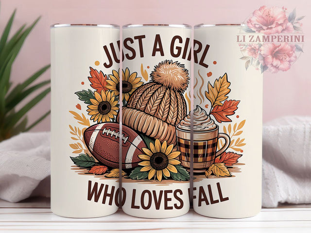 Just A Girl Who Loves Football Tumbler, Girly Football Tumbler, Game Day Tumbler Wrap, Football Tumbler For Her, 20oz Skinny Tumbler, Football Quote PNG, In My Football Era Sublimation Li Zamperini 