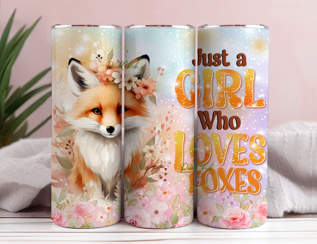 Just a Girl Who Loves Foxes 20 oz Skinny Tumbler Sublimation Design Digital Download PNG Sublimation PixelChick 