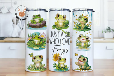 Just A Girl Who Loves Frogs Tumbler Wrap, Funny Frog Tumbler Wrap PNG 20 oz Skinny Tumbler Sublimation Design Instant Digital Download Only Sublimation Rabbitmakies 